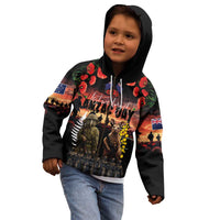 Australia and New Zealand ANZAC Day Kid Hoodie Kangaroo and Kiwi Bird Soldier - Forever in My Thoughts LT03 - Polynesian Pride