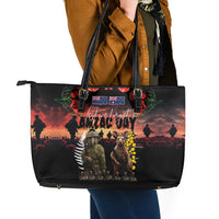 Australia and New Zealand ANZAC Day Leather Tote Bag Kangaroo and Kiwi Bird Soldier - Forever in My Thoughts LT03 - Polynesian Pride