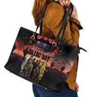 Australia and New Zealand ANZAC Day Leather Tote Bag Kangaroo and Kiwi Bird Soldier - Forever in My Thoughts LT03 - Polynesian Pride