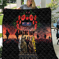 Australia and New Zealand ANZAC Day Quilt Kangaroo and Kiwi Bird Soldier - Forever in My Thoughts LT03 Black - Polynesian Pride