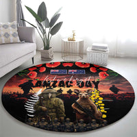 Australia and New Zealand ANZAC Day Round Carpet Kangaroo and Kiwi Bird Soldier - Forever in My Thoughts LT03 - Polynesian Pride
