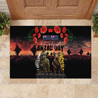 Australia and New Zealand ANZAC Day Rubber Doormat Kangaroo and Kiwi Bird Soldier - Forever in My Thoughts LT03 Black - Polynesian Pride