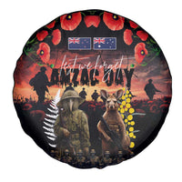 Australia and New Zealand ANZAC Day Spare Tire Cover Kangaroo and Kiwi Bird Soldier - Forever in My Thoughts LT03 - Polynesian Pride