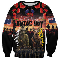 Australia and New Zealand ANZAC Day Sweatshirt Kangaroo and Kiwi Bird Soldier - Forever in My Thoughts LT03 Unisex Black - Polynesian Pride
