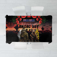 Australia and New Zealand ANZAC Day Tablecloth Kangaroo and Kiwi Bird Soldier - Forever in My Thoughts LT03 Black - Polynesian Pride