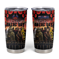 Australia and New Zealand ANZAC Day Tumbler Cup Kangaroo and Kiwi Bird Soldier Forever in My Thoughts LT03 Black - Polynesian Pride