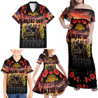 Australia ANZAC Day Family Matching Off Shoulder Maxi Dress and Hawaiian Shirt Kangaroo and Koala Soldier - Forever in My Thoughts LT03 - Polynesian Pride