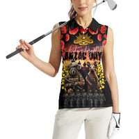 Australia ANZAC Day Women Sleeveless Polo Shirt Kangaroo and Koala Soldier - Forever in My Thoughts LT03 - Polynesian Pride