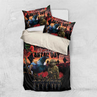 New Zealand ANZAC Day Bedding Set Tui Bird and Kiwi Bird Soldier - Forever in My Thoughts LT03 US Twin 172cm x 218cm Black - Polynesian Pride