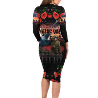New Zealand ANZAC Day Family Matching Long Sleeve Bodycon Dress and Hawaiian Shirt Tui Bird and Kiwi Bird Soldier - Forever in My Thoughts LT03 - Polynesian Pride