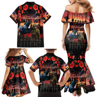 New Zealand ANZAC Day Family Matching Mermaid Dress and Hawaiian Shirt Tui Bird and Kiwi Bird Soldier - Forever in My Thoughts LT03 - Polynesian Pride