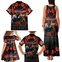 New Zealand ANZAC Day Family Matching Tank Maxi Dress and Hawaiian Shirt Tui Bird and Kiwi Bird Soldier - Forever in My Thoughts LT03 - Polynesian Pride