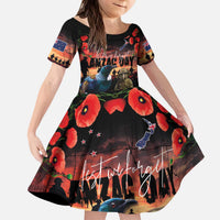 New Zealand ANZAC Day Kid Short Sleeve Dress Tui Bird and Kiwi Bird Soldier - Forever in My Thoughts LT03 KID Black - Polynesian Pride