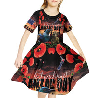 New Zealand ANZAC Day Kid Short Sleeve Dress Tui Bird and Kiwi Bird Soldier - Forever in My Thoughts LT03 - Polynesian Pride