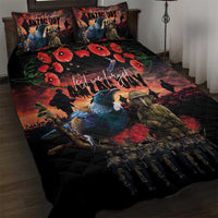 New Zealand ANZAC Day Quilt Bed Set Tui Bird and Kiwi Bird Soldier - Forever in My Thoughts LT03 Black - Polynesian Pride