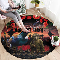 New Zealand ANZAC Day Round Carpet Tui Bird and Kiwi Bird Soldier - Forever in My Thoughts LT03 - Polynesian Pride