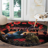 New Zealand ANZAC Day Round Carpet Tui Bird and Kiwi Bird Soldier - Forever in My Thoughts LT03 - Polynesian Pride