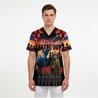 New Zealand ANZAC Day Scrub Top Tui Bird and Kiwi Bird Soldier - Forever in My Thoughts LT03 - Polynesian Pride