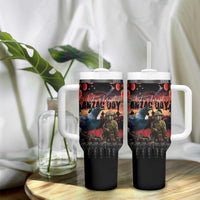 New Zealand ANZAC Day Tumbler With Handle Tui Bird and Kiwi Bird Soldier Forever in My Thoughts LT03 - Polynesian Pride