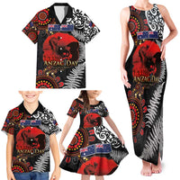 Australia and New Zealand ANZAC Day Family Matching Tank Maxi Dress and Hawaiian Shirt Aboriginal and Maori Art Pattern - Gallipoli Lest We Forget LT03 - Polynesian Pride