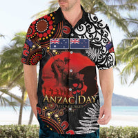 Australia and New Zealand ANZAC Day Hawaiian Shirt Aboriginal and Maori Art Pattern - Gallipoli Lest We Forget LT03 - Polynesian Pride