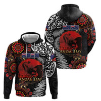 Australia and New Zealand ANZAC Day Hoodie Aboriginal and Maori Art Pattern - Gallipoli Lest We Forget LT03 - Polynesian Pride