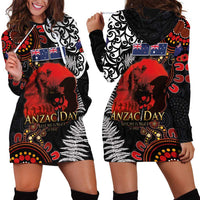 Australia and New Zealand ANZAC Day Hoodie Dress Aboriginal and Maori Art Pattern - Gallipoli Lest We Forget LT03 - Polynesian Pride