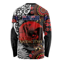 Australia and New Zealand ANZAC Day Long Sleeve Shirt Aboriginal and Maori Art Pattern - Gallipoli Lest We Forget LT03 - Polynesian Pride