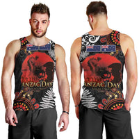 Australia and New Zealand ANZAC Day Men Tank Top Aboriginal and Maori Art Pattern - Gallipoli Lest We Forget LT03 - Polynesian Pride