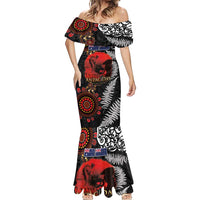 Australia and New Zealand ANZAC Day Mermaid Dress Aboriginal and Maori Art Pattern - Gallipoli Lest We Forget LT03 - Polynesian Pride
