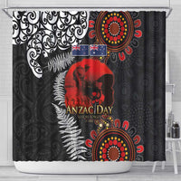 Australia and New Zealand ANZAC Day Shower Curtain Aboriginal and Maori Art Pattern - Gallipoli Lest We Forget LT03 - Polynesian Pride