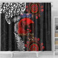 Australia and New Zealand ANZAC Day Shower Curtain Aboriginal and Maori Art Pattern - Gallipoli Lest We Forget LT03 - Polynesian Pride