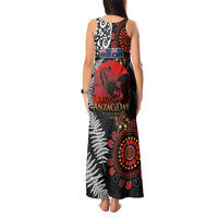 Australia and New Zealand ANZAC Day Tank Maxi Dress Aboriginal and Maori Art Pattern - Gallipoli Lest We Forget LT03 - Polynesian Pride