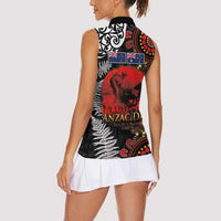 Australia and New Zealand ANZAC Day Women Sleeveless Polo Shirt Aboriginal and Maori Art Pattern - Gallipoli Lest We Forget LT03 - Polynesian Pride