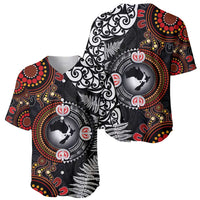 Australia and New Zealand Together Baseball Jersey Aboriginal and Maori Art Tattoo LT03 - Polynesian Pride