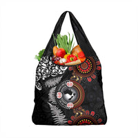 Australia and New Zealand Together Grocery Bag Aboriginal and Maori Art Tattoo LT03 1-pack One Size Black - Polynesian Pride