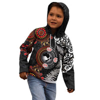 Australia and New Zealand Together Kid Hoodie Aboriginal and Maori Art Tattoo LT03 - Polynesian Pride