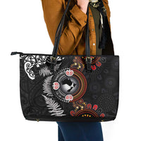 Australia and New Zealand Together Leather Tote Bag Aboriginal and Maori Art Tattoo LT03 - Polynesian Pride