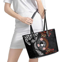 Australia and New Zealand Together Leather Tote Bag Aboriginal and Maori Art Tattoo LT03 - Polynesian Pride