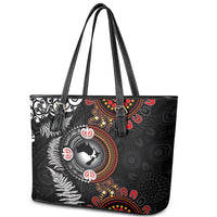 Australia and New Zealand Together Leather Tote Bag Aboriginal and Maori Art Tattoo LT03 - Polynesian Pride