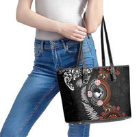 Australia and New Zealand Together Leather Tote Bag Aboriginal and Maori Art Tattoo LT03 - Polynesian Pride