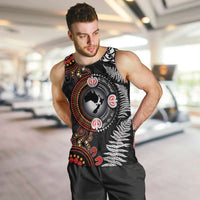 Australia and New Zealand Together Men Tank Top Aboriginal and Maori Art Tattoo LT03 Black - Polynesian Pride