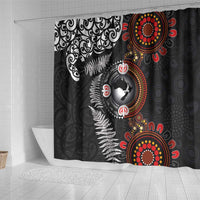 Australia and New Zealand Together Shower Curtain Aboriginal and Maori Art Tattoo LT03 - Polynesian Pride