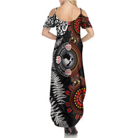 Australia and New Zealand Together Summer Maxi Dress Aboriginal and Maori Art Tattoo LT03 - Polynesian Pride