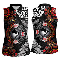 Australia and New Zealand Together Women Sleeveless Polo Shirt Aboriginal and Maori Art Tattoo LT03 - Polynesian Pride