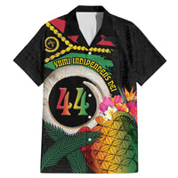 Vanuatu Selebretem 44th Indipendens Dei Family Matching Mermaid Dress and Hawaiian Shirt Sand Drawing Turtle Melanesian Vibes LT03 Dad's Shirt - Short Sleeve Black - Polynesian Pride