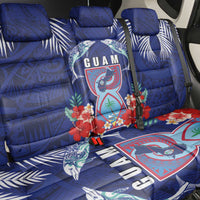 Guam Liberation Day Back Car Seat Cover The Tribal Latte Stone and Dolphins with Hibiscus Chamorro Culture LT03 - Polynesian Pride