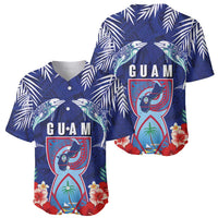 Guam Liberation Day Baseball Jersey The Tribal Latte Stone and Dolphins with Hibiscus Chamorro Culture LT03 - Polynesian Pride