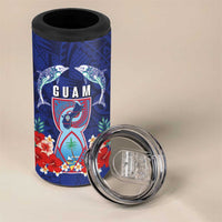 Guam Liberation Day 4 in 1 Can Cooler Tumbler The Tribal Latte Stone and Dolphins with Hibiscus Chamorro Culture LT03 - Polynesian Pride
