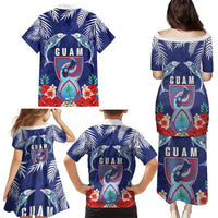 Guam Liberation Day Family Matching Puletasi and Hawaiian Shirt The Tribal Latte Stone and Dolphins with Hibiscus Chamorro Culture LT03 - Polynesian Pride